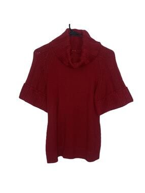 Express Red Merino Wool Turtleneck Bell Sleeve Y2K Sweater Top Small